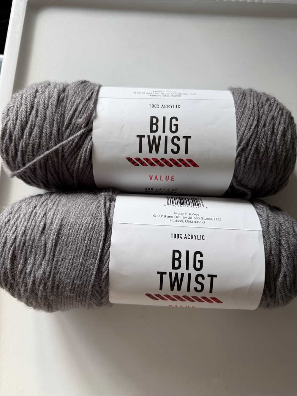 Big Twist Acrylic Yarn Skeins - Gray